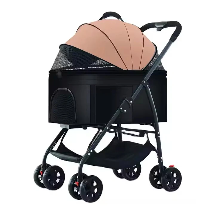 

Luxury Pet Strollers 4 Wheels Pet Trolley Detachable Transparent Stroller Double Decker Pet Buggy