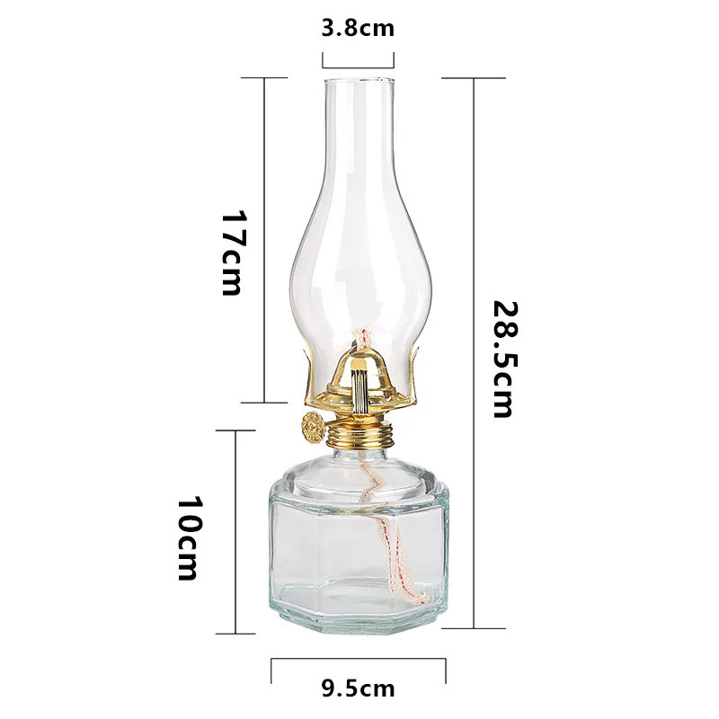 Glass Kerosene Lamp Outdoor Windproof Indoor Traditional Lighting Fixture Accessories Large Capacity Polygonal Lampshades