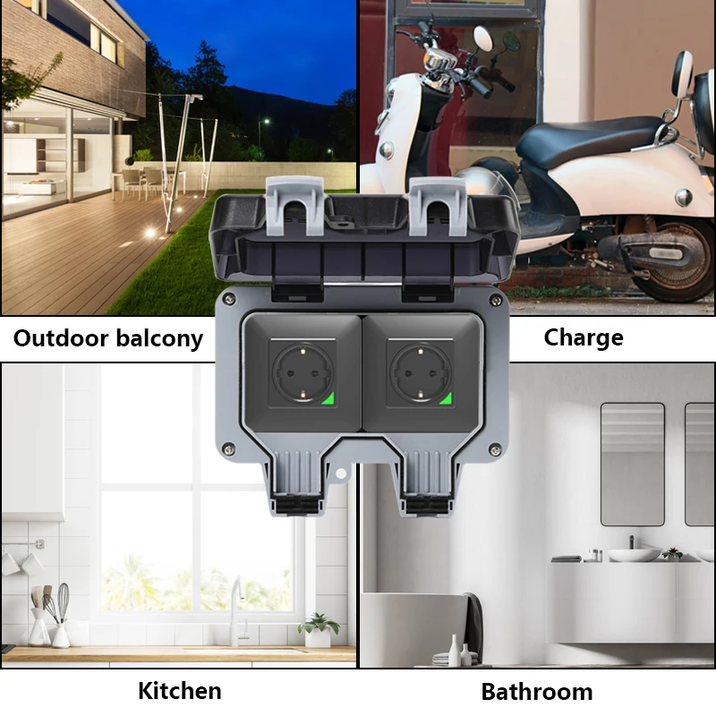 Savorui-電気コンセントIP66,EUプラグ,防水,屋外,wifi,タイマー付き,alexa,GoogleHomeで動作