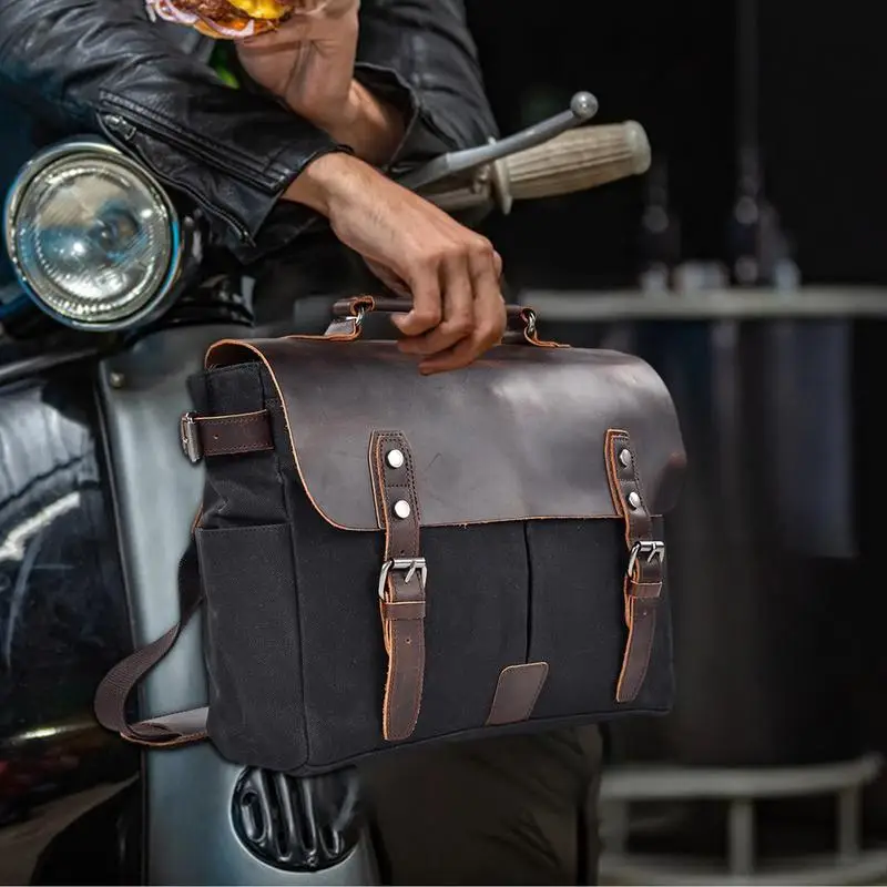 Oil Waxed Canvas Motorcycle Saddlebags Vintage Saddle Waterproof Bags Large Capacity Luggage Tool Storage Bag For Motorcycle