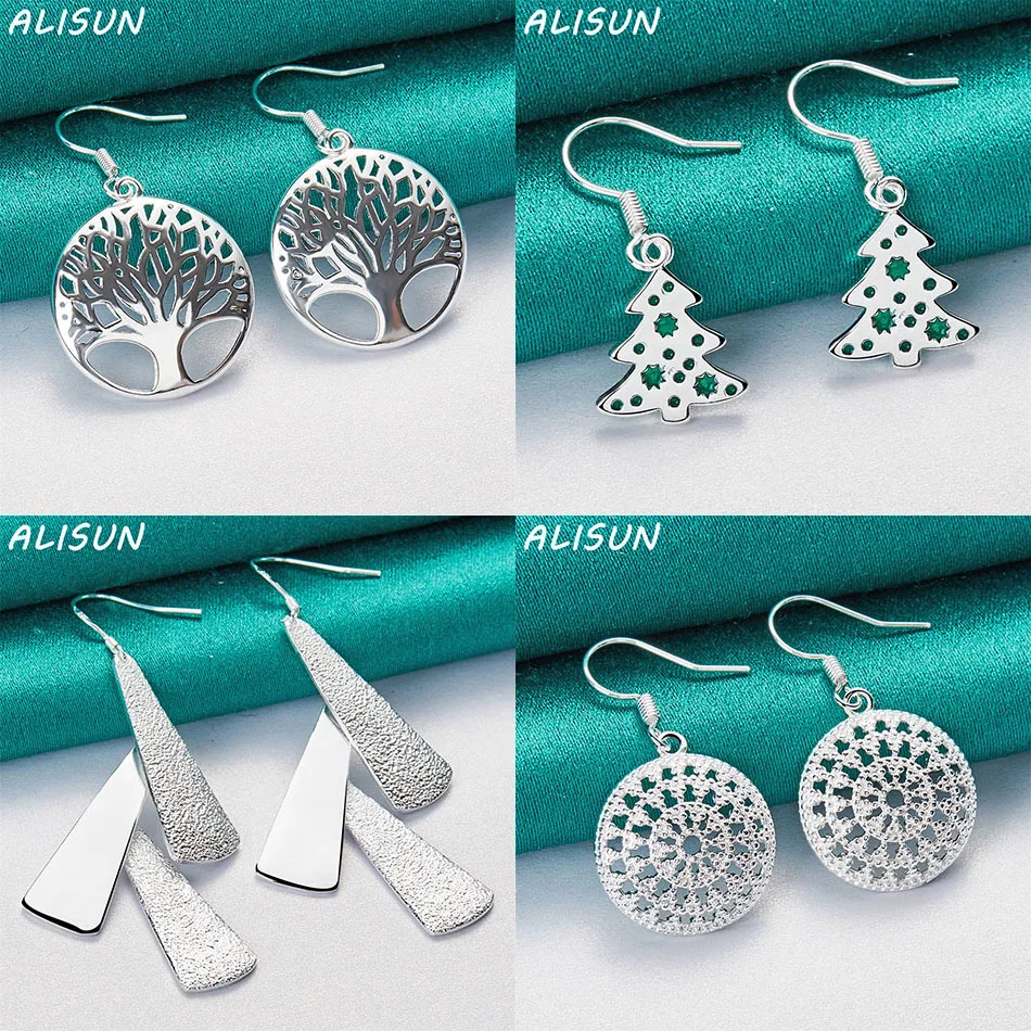 

ALISUN 925 Sterling Silver Geometric Drop Earrings For Women Fashion Jewelry Charm Grace Noble Wedding Accessorie