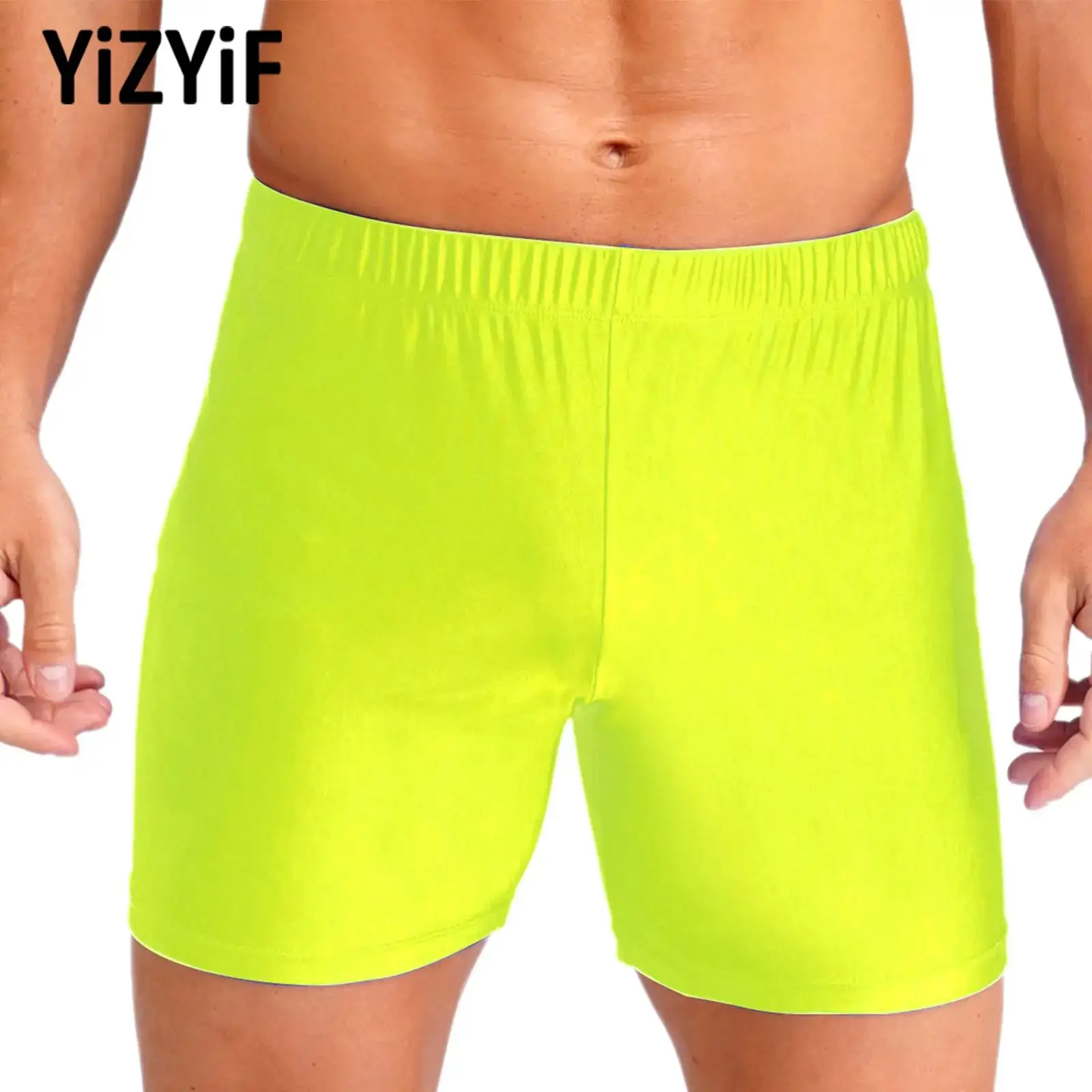 

Men Cycling Shorts Sportswear Elastic Waistband Solid Color Shorts Dance Gymnastics Performance Training Running Workout Costume