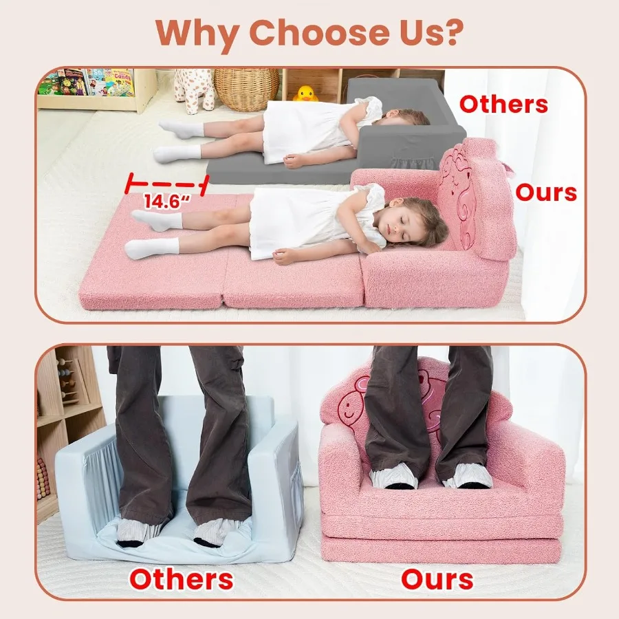 Divano convertibile dal design unicorno rosa per bambini di 13 anni, versatile sedia pieghevole, perfetta per la stanza dei giochi, la notte di film