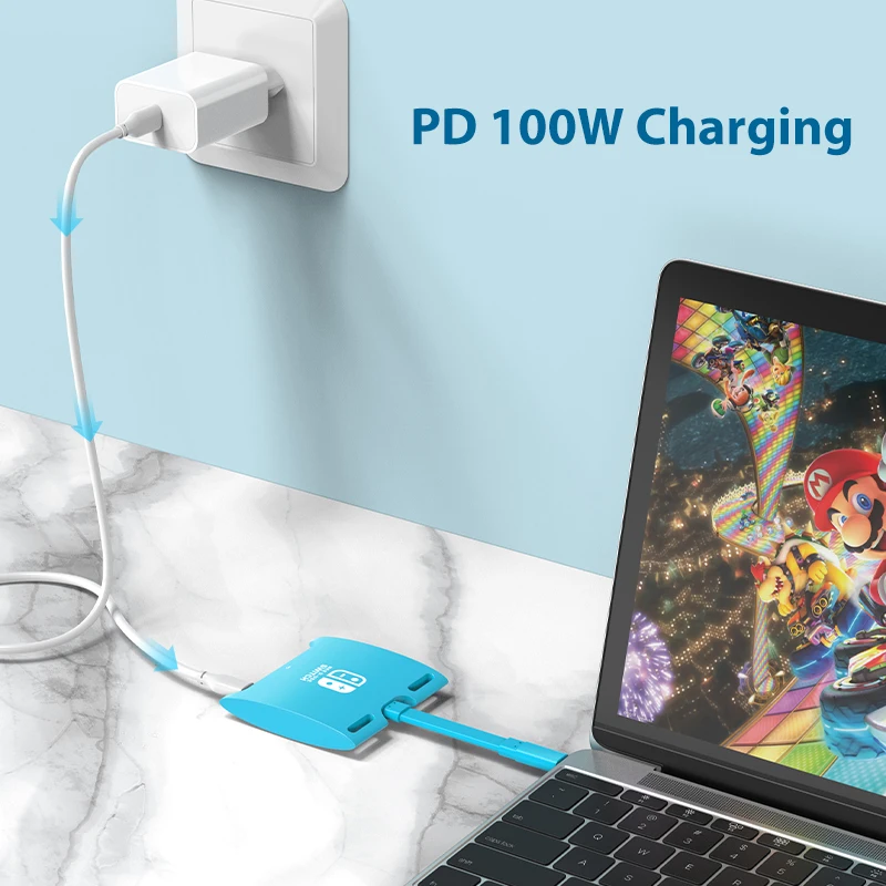 CABLETIME Dok Kartu Pengambilan Video untuk Switch Nintendo USB C Ke HDMI 4K PD Docking USB 3.0 Pengisi Daya Cepat untuk Laptop Dell Multi