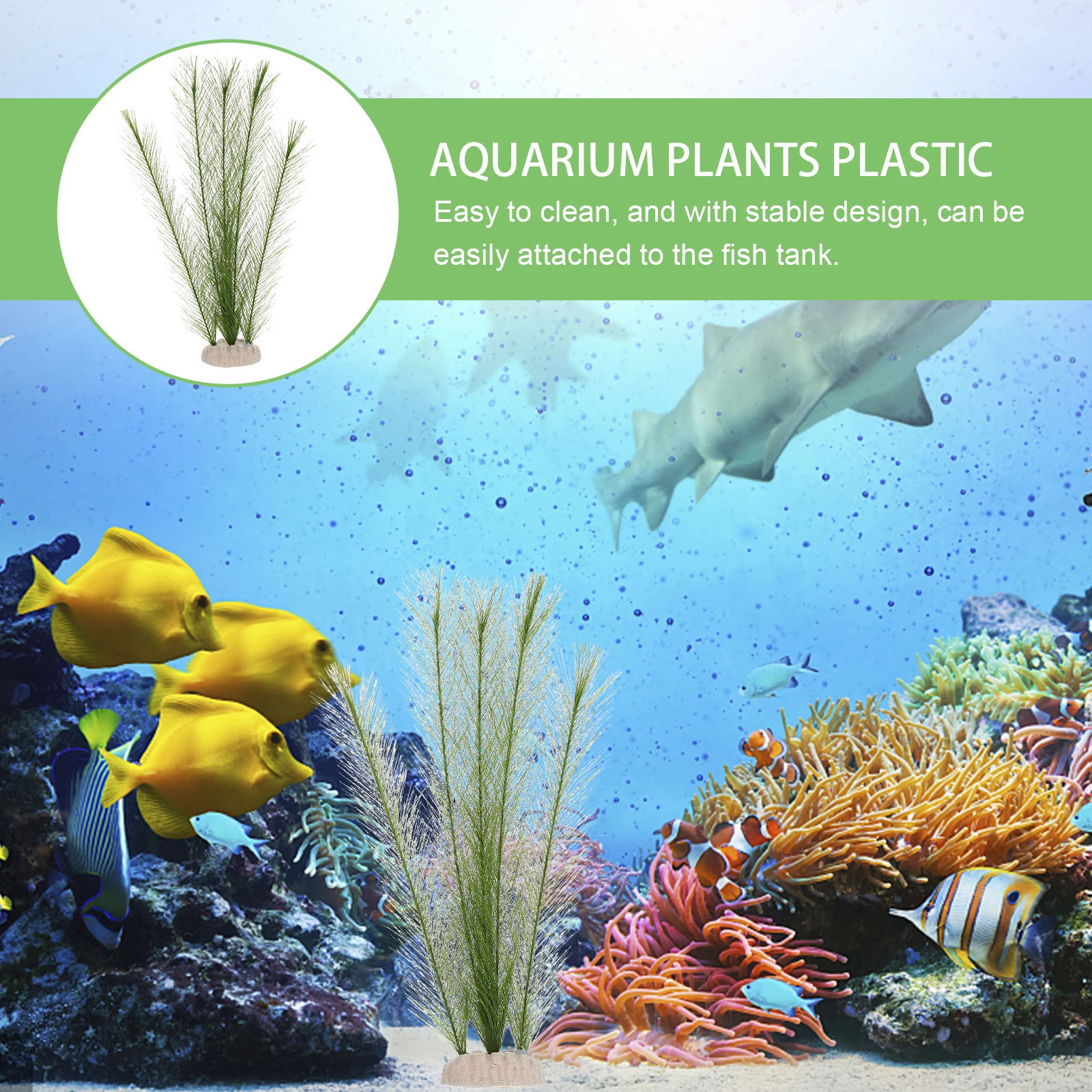 

2pcs Aquarium Plastic Plants Realistic Silk Fake Fish Tank Decor Lifelike Waterproof Durable Ornament Environment Enhancement