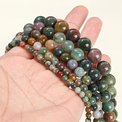 6 8 10mm Indian Agate Natural Stone Beads Round Loose Spacer Beads For Jewelry Making DIY Charm Bracelet Necklace Accessory 15''