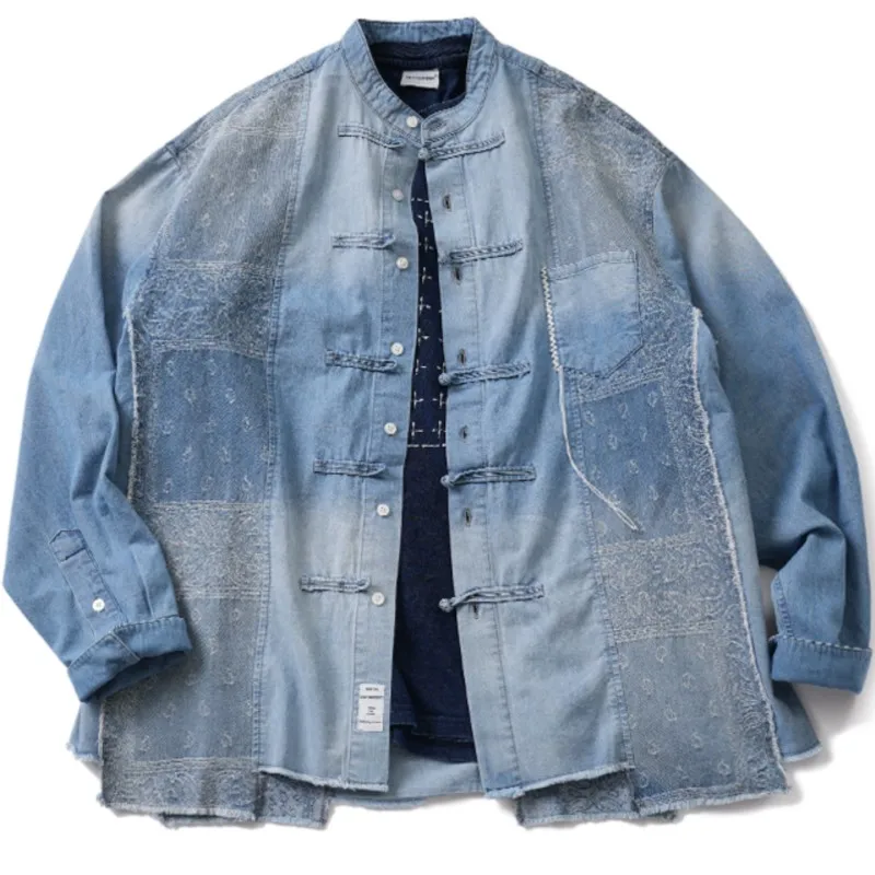 

Chinese Style Loose Distressed Washed Jacket Jacket for Men