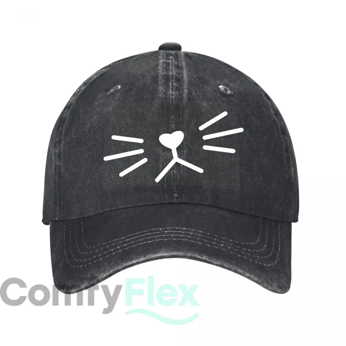 Heart & Lines Abstract Pattern Casual Washed Baseball Cap Distressed Denim Hat Classic Outdoor Run for Men & Women