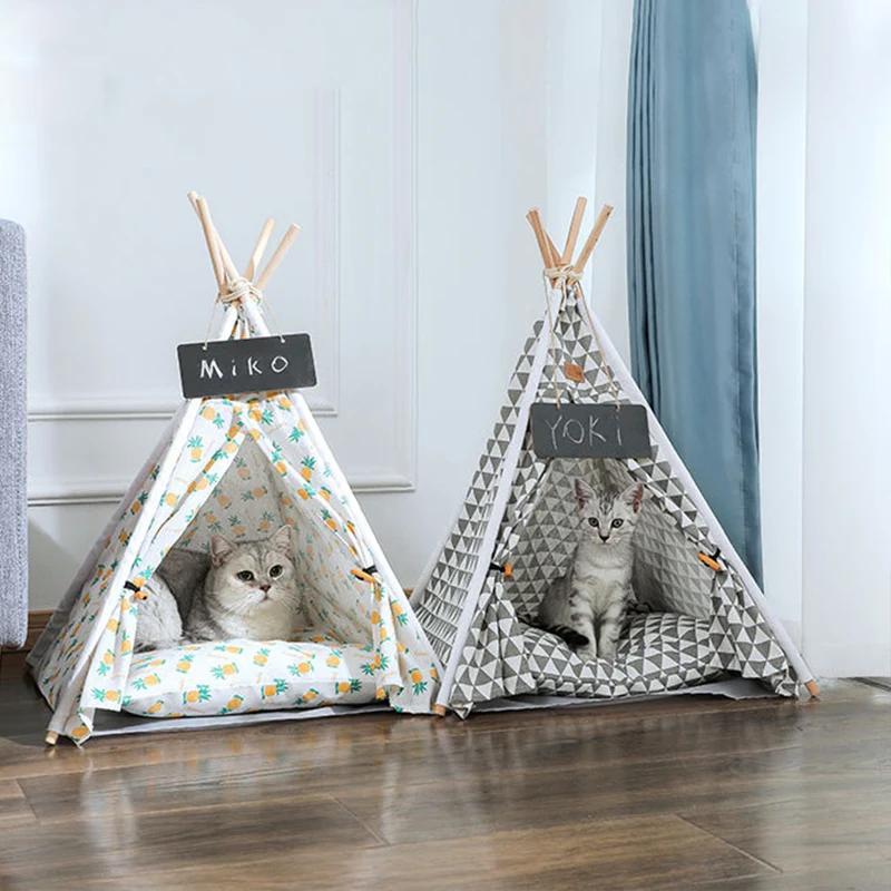 

Portable Removable and Washable Teepee for Pet, Indoor and Outdoor Tent with Cushion, Cat Bed, Pet Supplies, 2023