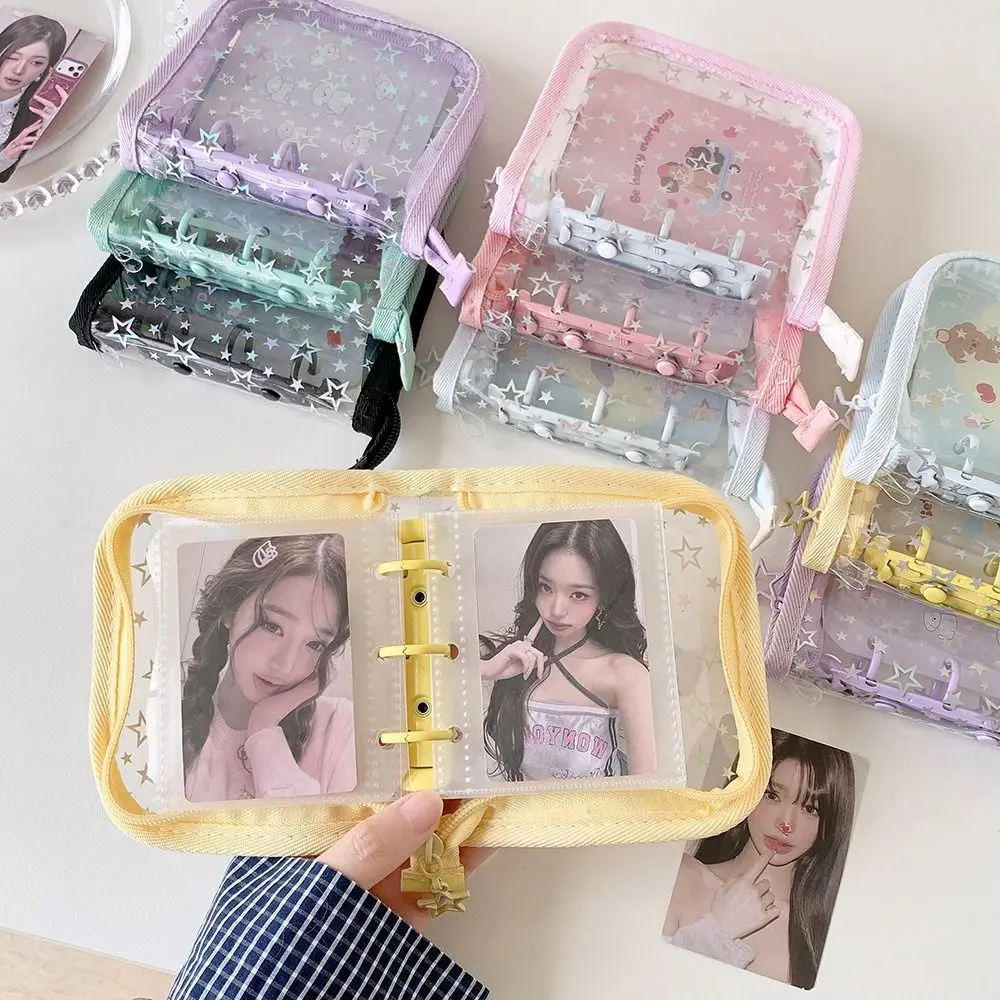 1pc Portable PVC A8 Card Binder Star Glitter Print Loose-leaf Kpop Photocard Holder Card Storage Book Photo Card Storage