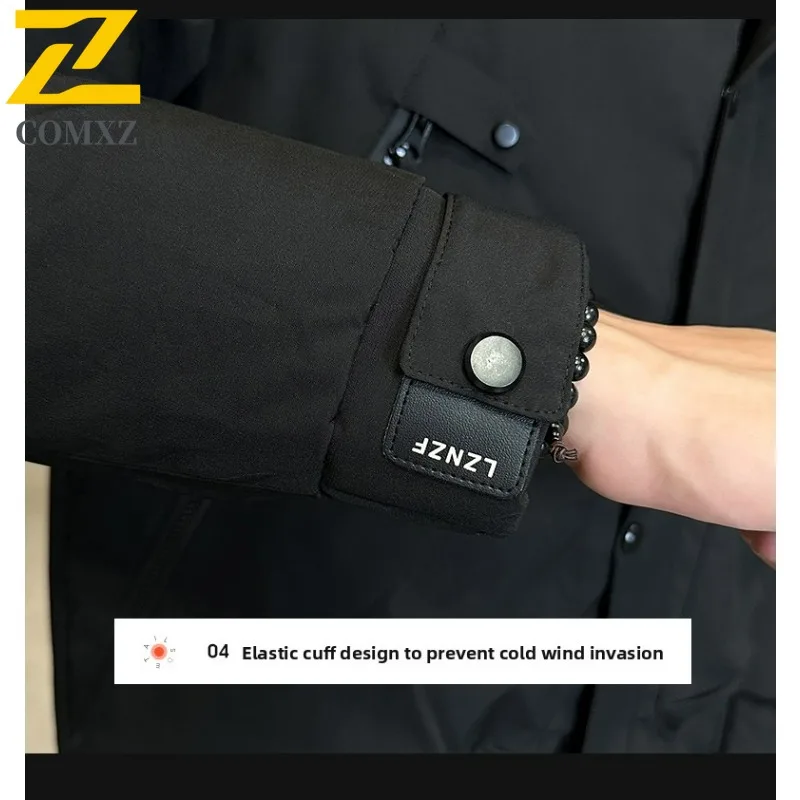 COMXZ Down Jacket 2025 Warm Windproof Outdoor Workwear Skiing Puffer Jacket High-Quality Minimalist Winter Jacket Men's Clothing