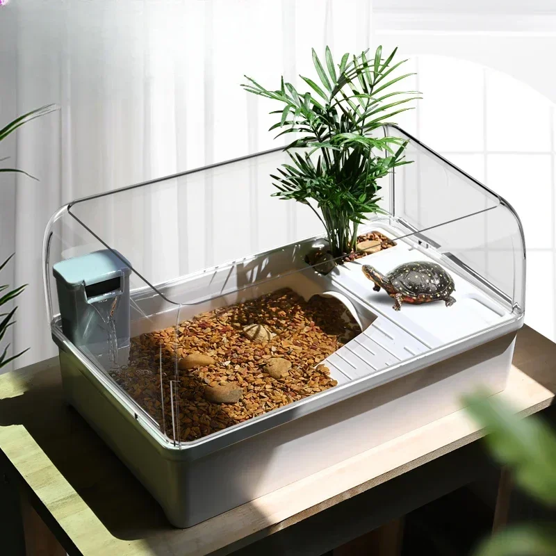 

Turtle tank with sunscreen ecological villa small house household escape-proof turtle special breeding box Brazilian turtle c
