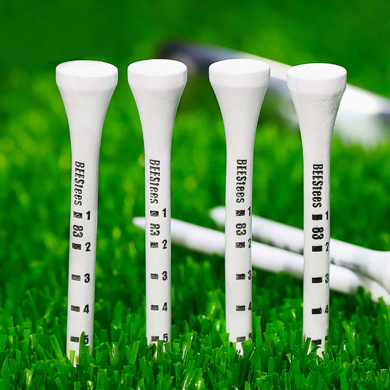 50 Pieces woodiness Golf Degree Scale Tees 83mm Reduce Friction Side Spin Golf Tees White and Black Adjustable Depth