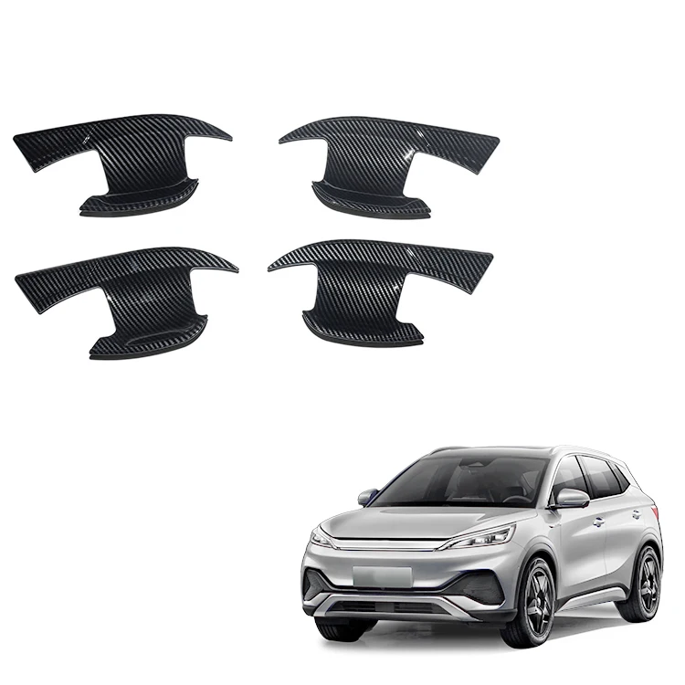 

Внешние детали автомобиля, внешняя крышка чаши двери, АБС-пластик, имитирующий углерод, новый стиль, крышка чаши ручки для BYD Yuan Plus ATTO 3, аксессуары