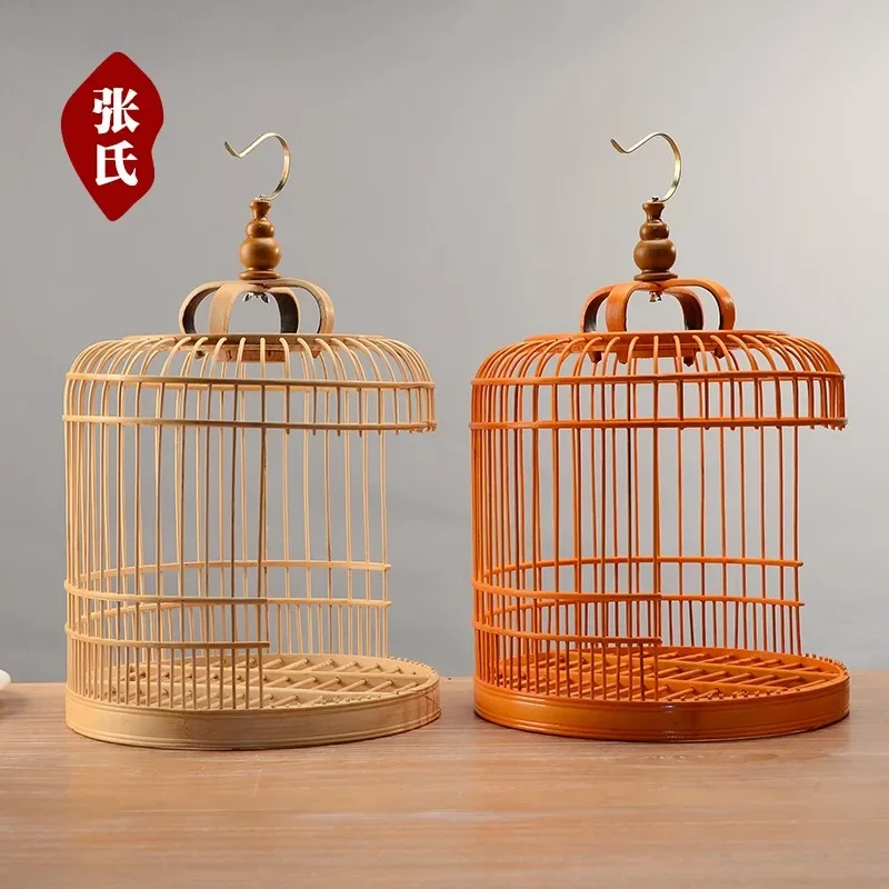 Tableware Bamboo Wood round Creative Characteristic Bird Cage Shape Desktop Decoration Fashion Theme Snack Chinese Style 9-Inch