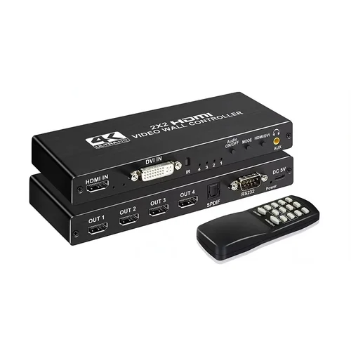 Imagen 2 del producto Controlador de pared de vídeo 2X2, 1080P, 4K, DVI, HDMI, procesador de pared de vídeo 1x2 1x4 1x3 2x1 3x1 4x1, procesador multipantalla, empalmador de vídeo de TV