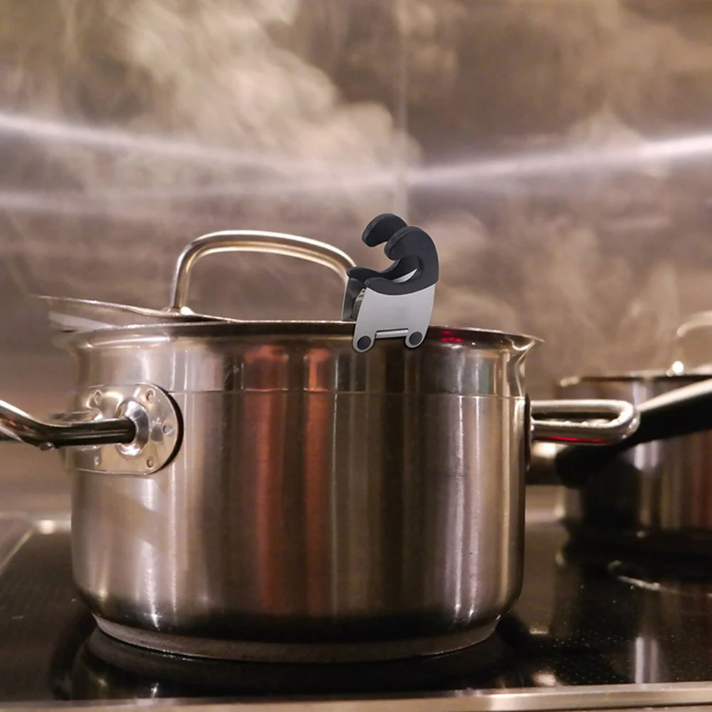 

4Pcs Pot Spoon Holder Stainless Steel Rubber Clip Nonslip Anti Scald Cooking Spoon Rest Pot Side Clamp Kitchen Tools