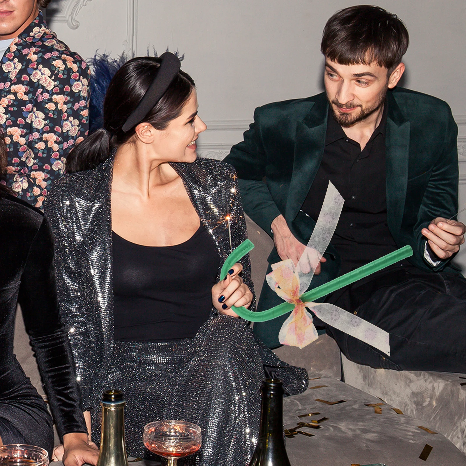 Dance Cane Prop with Elegant Bow Lightweight Decorative Crutch Stick Christmas Cosplay Party Stage Performance Accessory