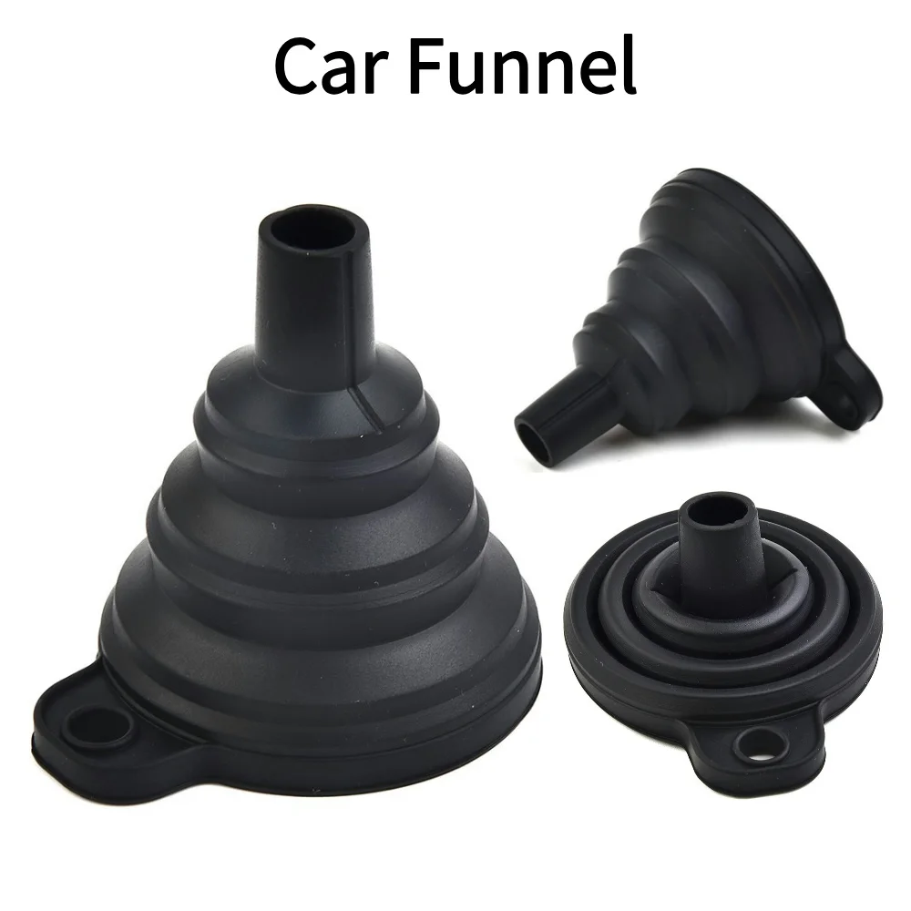 Car Funnel Collapsible 12g Wash Coolant Black Filler Screen Funnel Gasoline Diesel Silicone Motor Oil Car Funnel Accessories