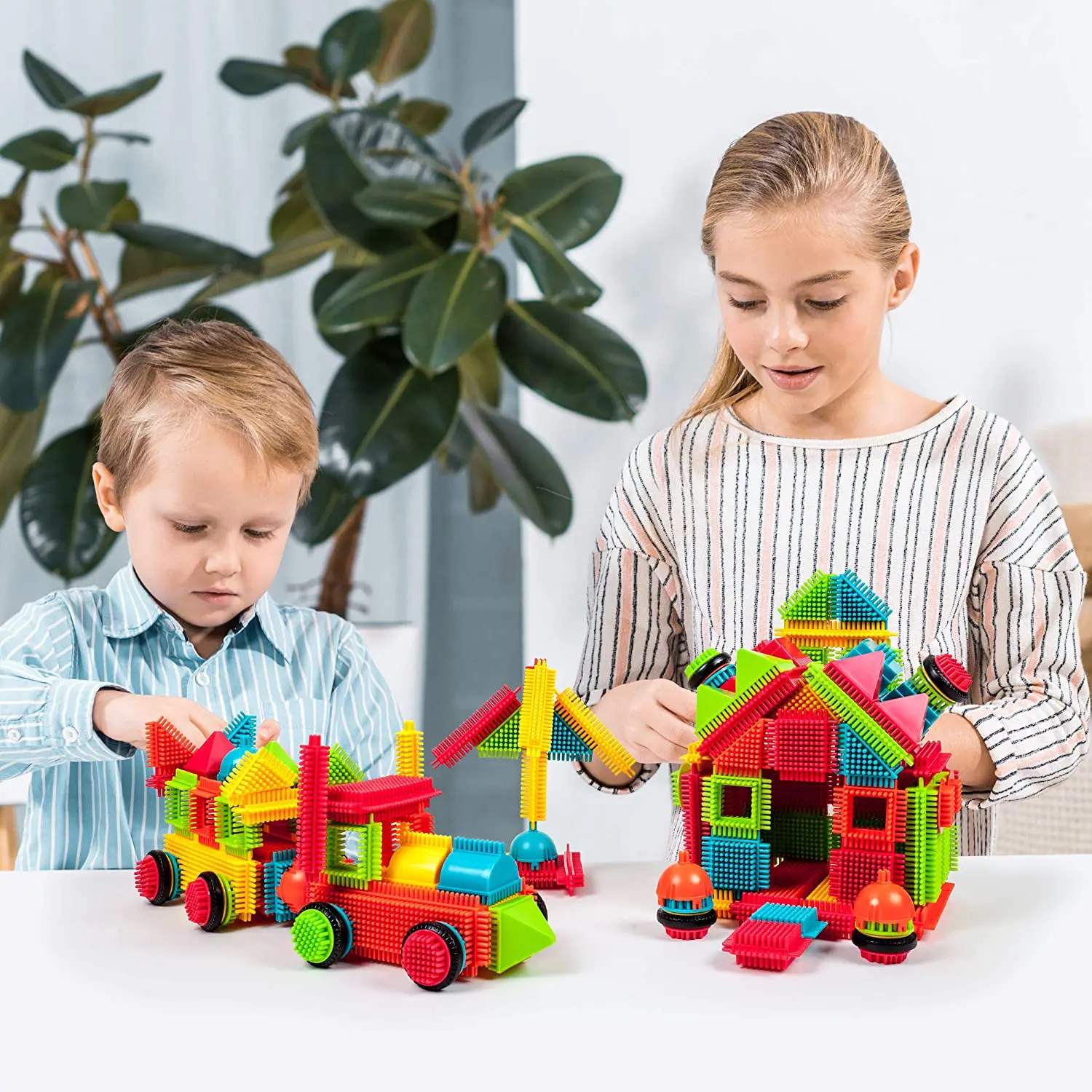 144 Stück Baustein Kinder borsten form Ziegel intellektuelle Modellierung interaktive Eltern-Kind-Montage DIY Lernspiel zeug