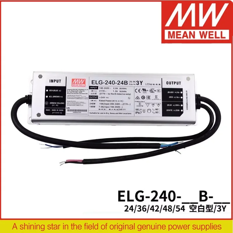 

Блок питания MEAN WELL с функцией затемнения 3 в 1, ELG-240-24B-3Y ELG-240-36B-3Y ELG-240-42B-3Y ELG-240-48B-3Y ELG-240-54B-3Y