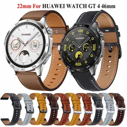 22mm Leather Strap for HUAWEI WATCH GT 5 4 46mm/GT5 Pro/Watch Ultimate/Buds/GT3 Pro 46mm Wristband Replaceable Accessories Belt