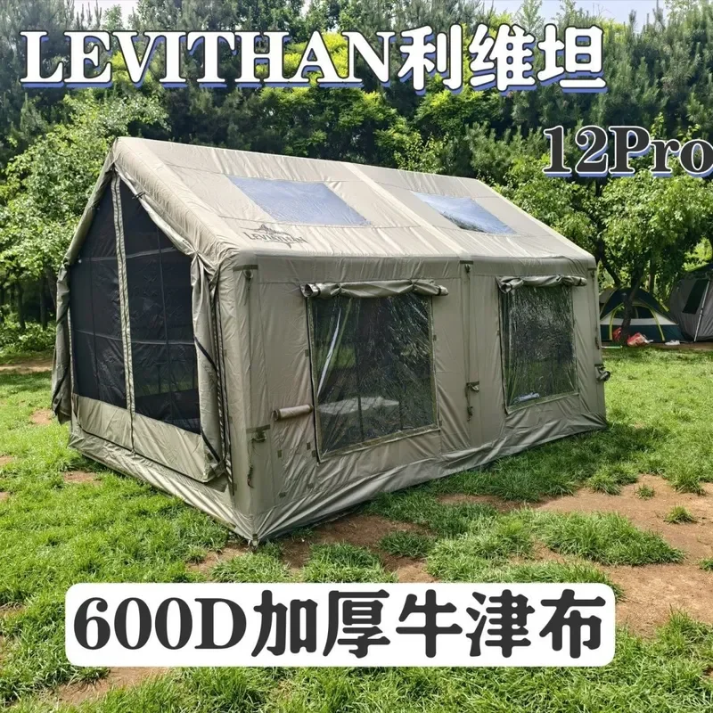 LEVITHAN 12 Person Flat 600D Oxford Cloth Outdoor Camping Inflatable Tent Windproof Rainproof Thickened
