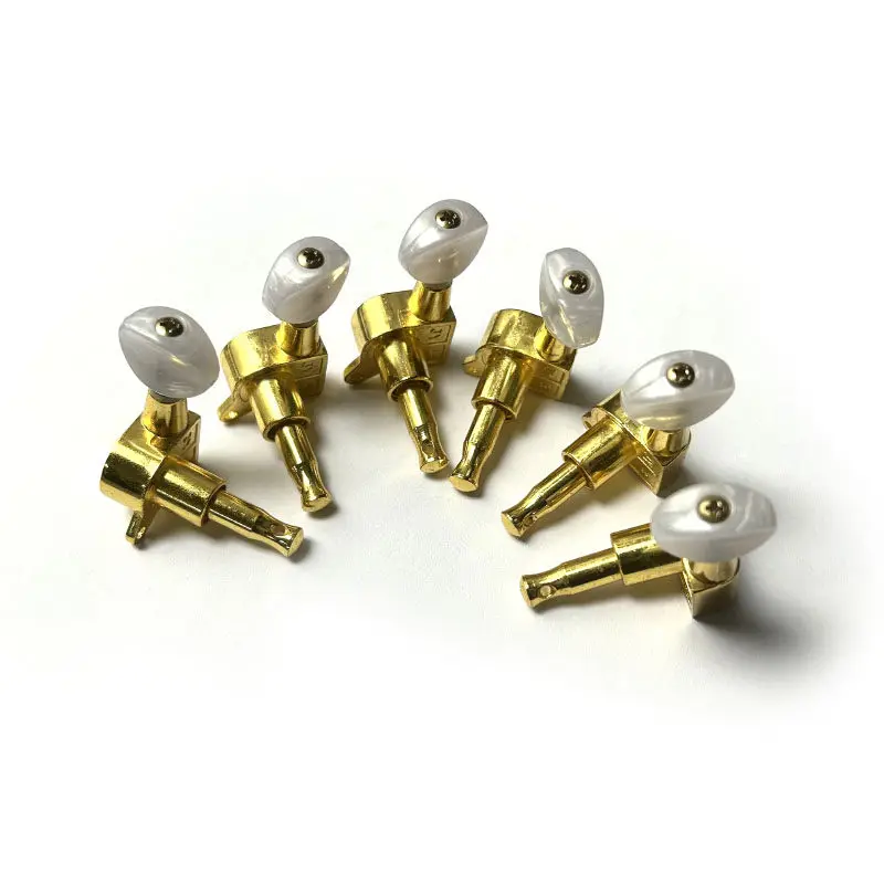 

Top Selling Gold Electric Guitar Tuning Pegs, 6L6R Jade Button Machine Heads with Pearloid Inlay