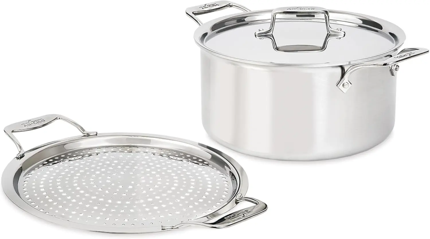 

All-Clad D5 5-Ply Brushed Stainless Steel Stockpot with lid and Strain & Splatter Guard, 8-Quart, Induction