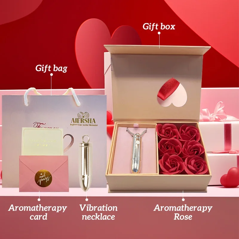 AIERSHA صندوق الورد هدية للنساء رصاصة صغيرة الهزاز يمكن ارتداؤها قلادة الجنس لعب القفز البيض الكبار هدية هدية عيد الحب #5