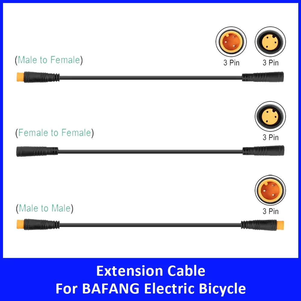 

Удлинительный кабель 3-контактный (штекер-гнездо) для электровелосипедов BAFANG, удлинитель для подключения датчика и куркового переключателя скоростей