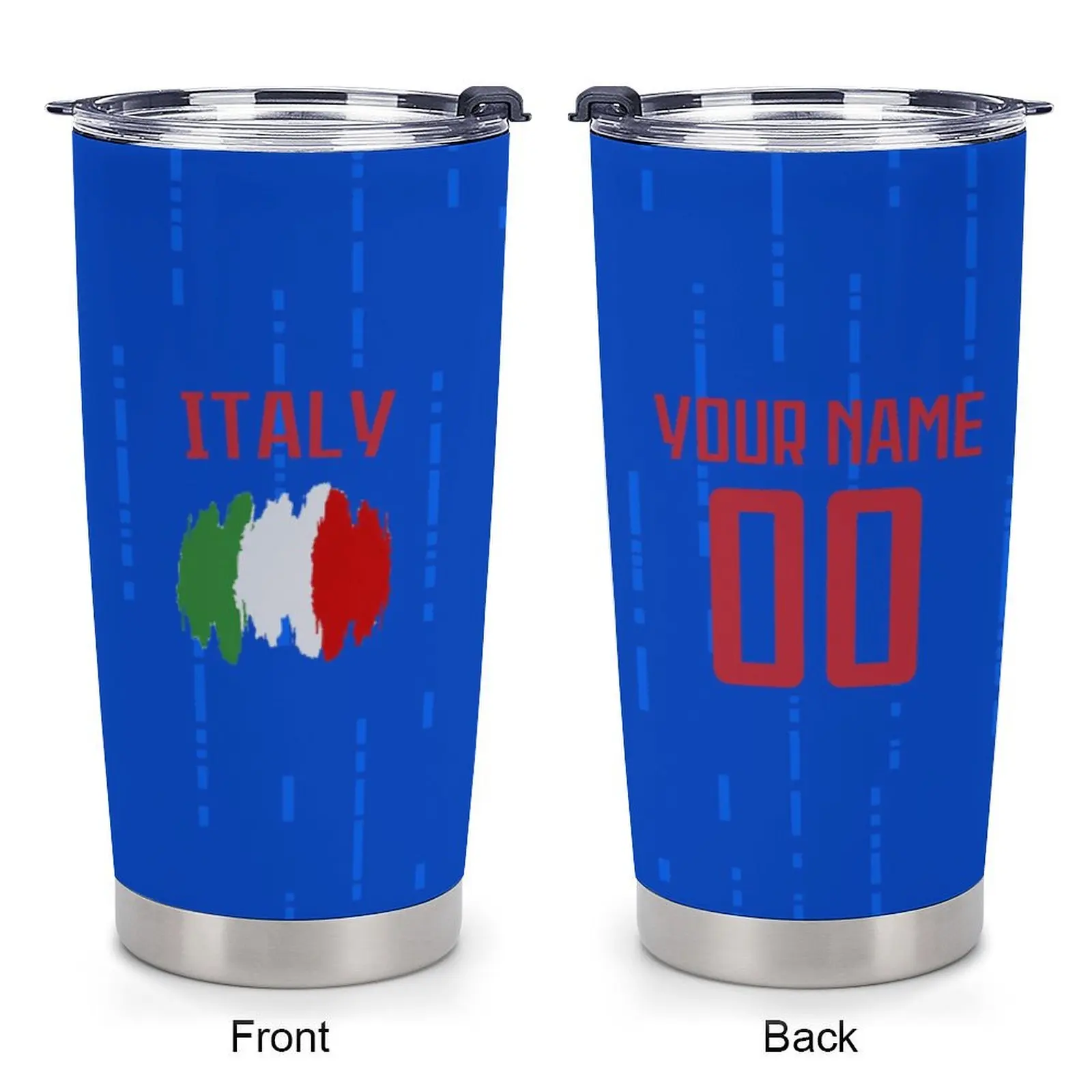 مخصص إيطاليا لكرة القدم بهلوان شخصية معزول القهوة السفر القدح إضافة اسم رقم الهدايا لمحبي كرة القدم الرجال النساء المدرب