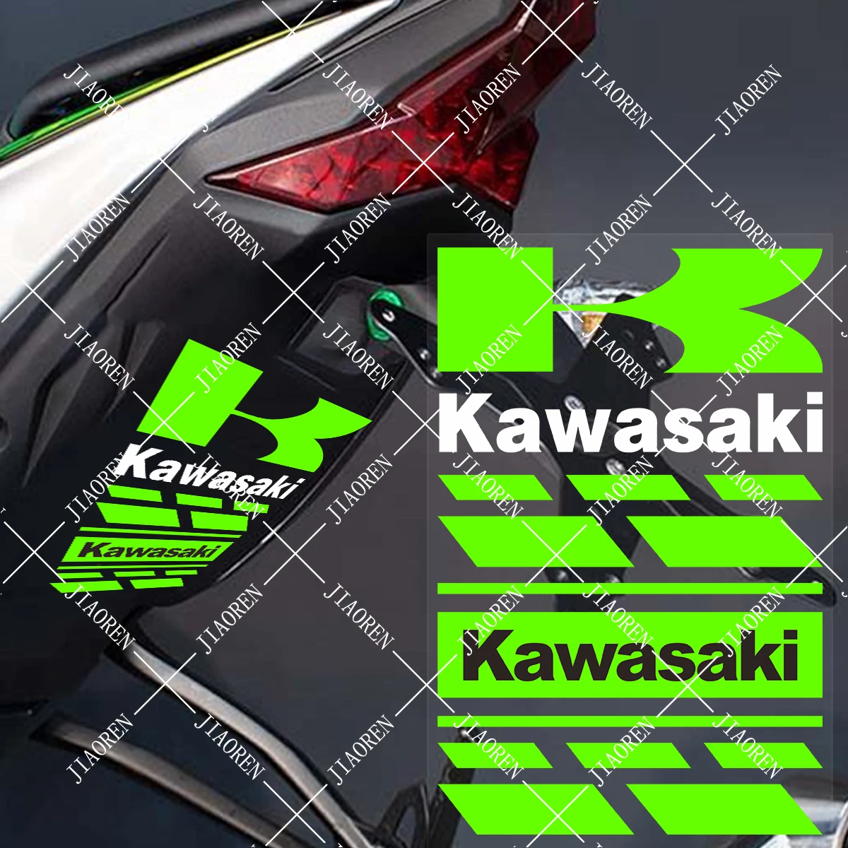 

Motorcycle Kawasaki Sticker Decal Original Waterproof Fender Neck Plate Tank Logo White Z900 Z1000 Ninjia Racing Team Kit