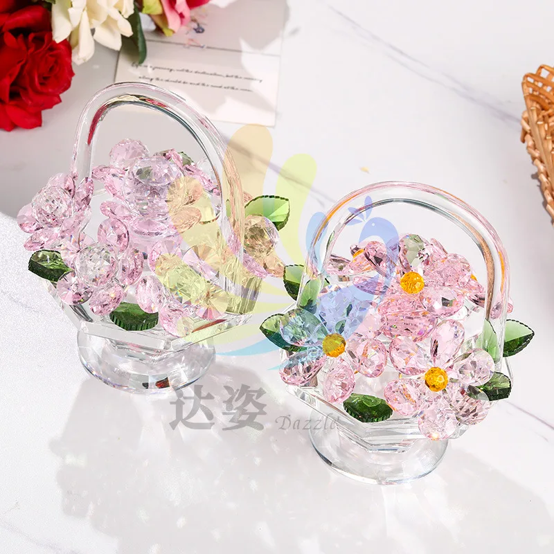PYJ crystal blue high-value flower box bouquet pink girl heart ornament