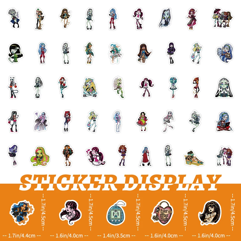 10/30/50/100pcs Anime Monster High School Cartoon Graffiti Stickers Phone Laptop Notebook Suitcase Waterproof Sticker Kids Toy