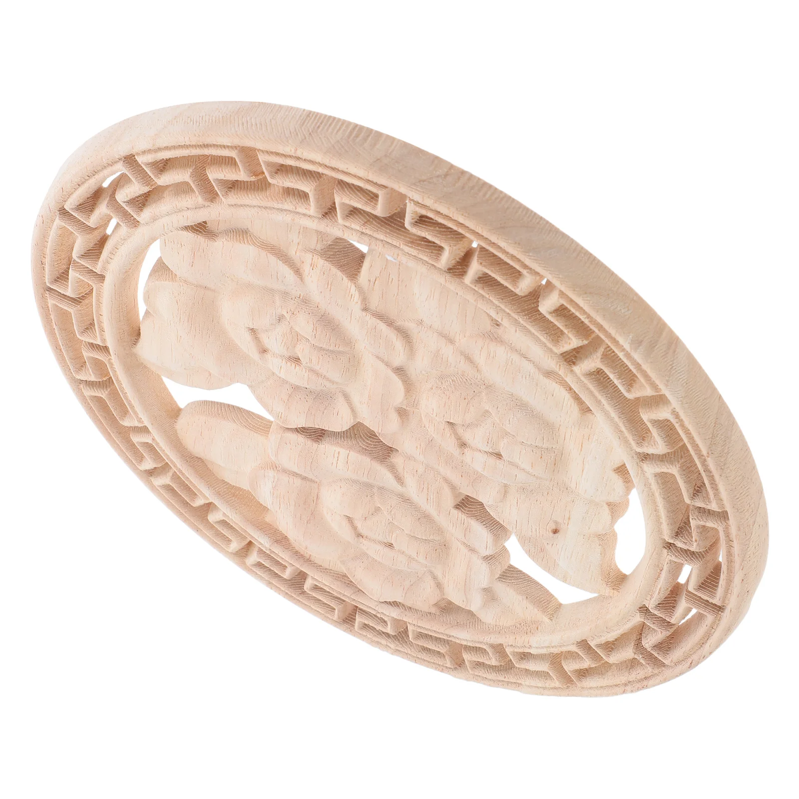 

1pcs Rose Disc Patch Cabinet Door Decoration European Style Khaki Wood Applique Unpainted Frames Carved Wood Furniture Ornaments