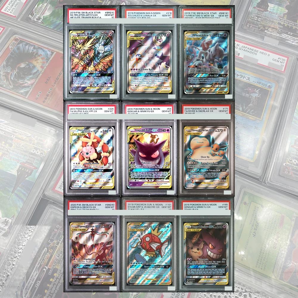 

SM210 Moltres Zapdos Articuno Holo Black Star Promo DIY Proxy PTCG Graded Collection Card GEM MT10 Holographic Label Child Gift
