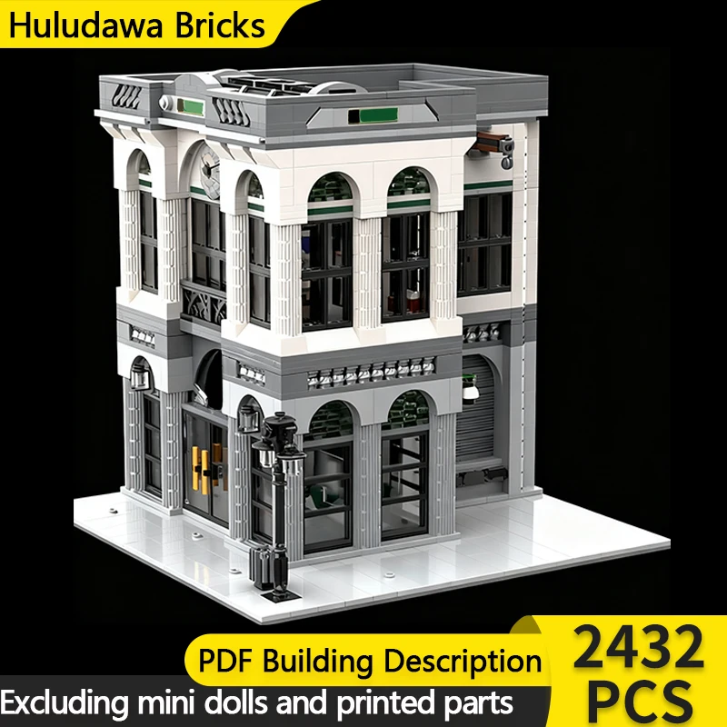 

Модель City Street View MOC, строительные кирпичи, современный городской банк, модульная технология, детские праздничные подарки, сборные игрушки, костюм