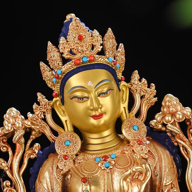 7Bronze-green Tara Buddha statue, ancient gold craftsmanship Tibetan Buddhist Guanyin Bodhisattva statue for home worship