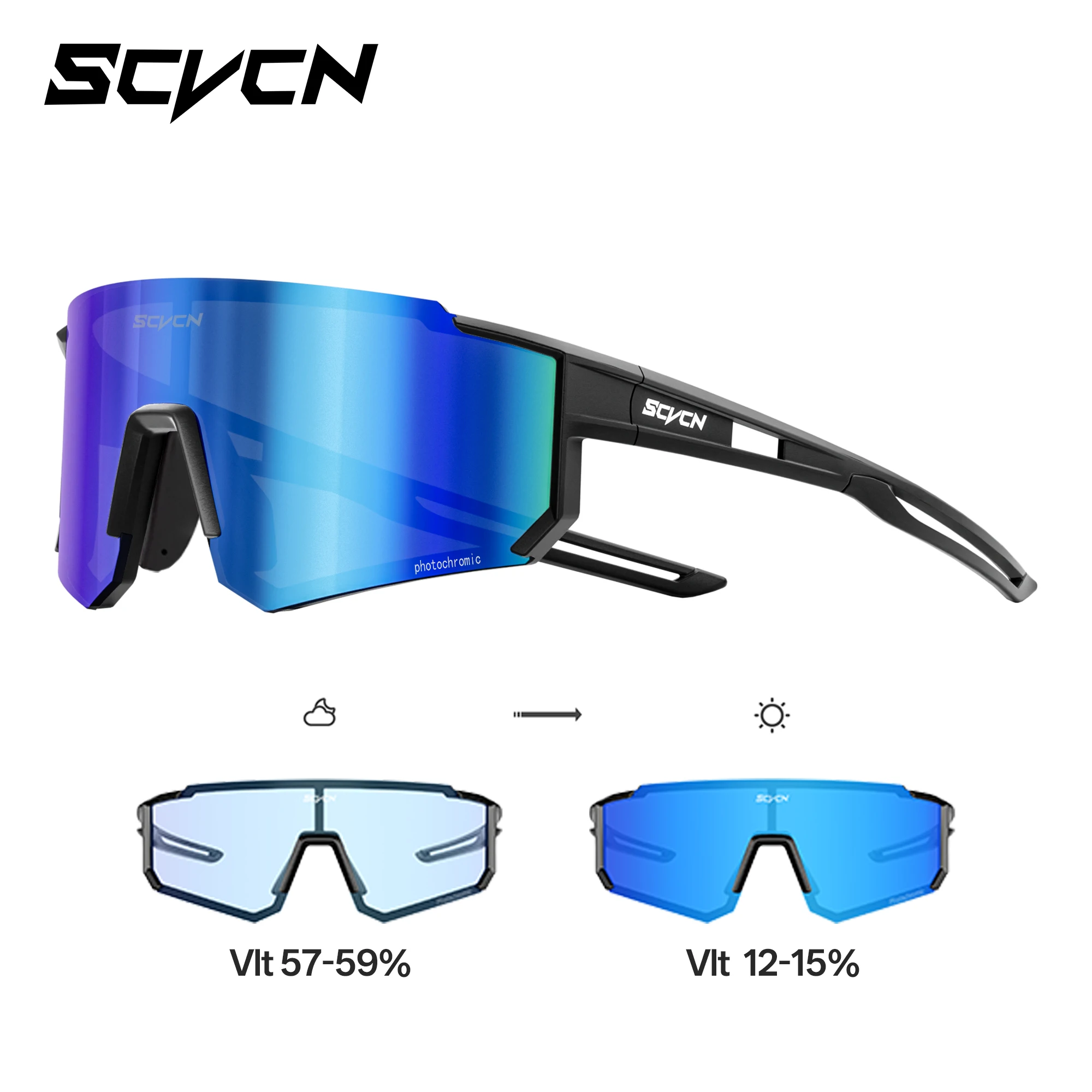 AliExpress SCVCN Blue Photochromic Cycling Glasses UV400 Sunglasses for Men Cycling Road MTB Bike Glasses and Women Casual Hiking Windproof