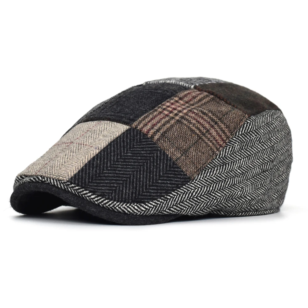 Four Seasons Vintage Patchwork Herringbone Newsboy caps Casual Outdoor Retro Beret Hats Fashion Flat Caps