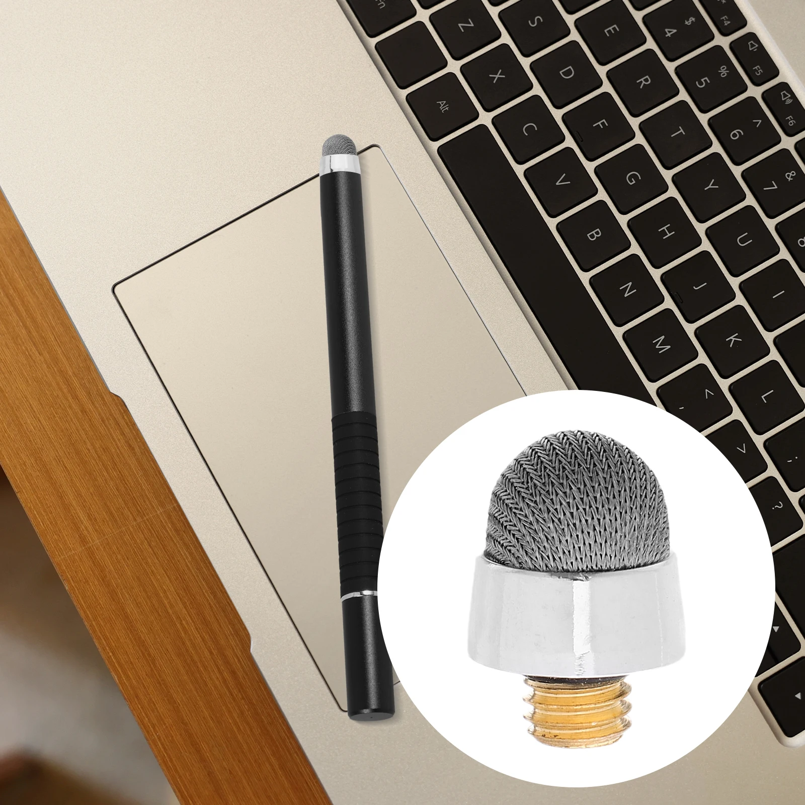 

4 Pcs Capacitor Tip Replacement Mesh Fabric Tips Fiber Pen Stylus Silver Holder Capacitive Adapters