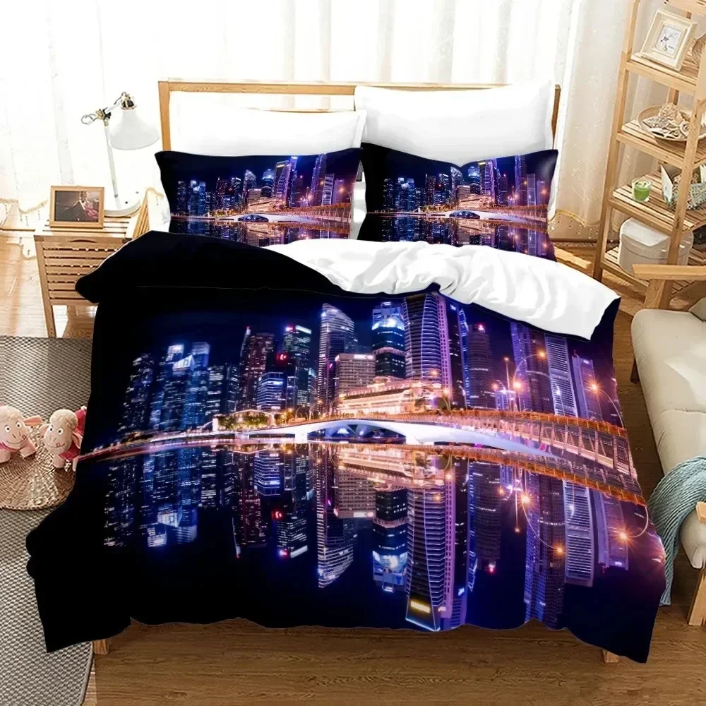 3D Print New York City Night View Comfortable Duvet Quilt Cover Pillowcase Bedding Set Children Bedroom Decoration Home Textile