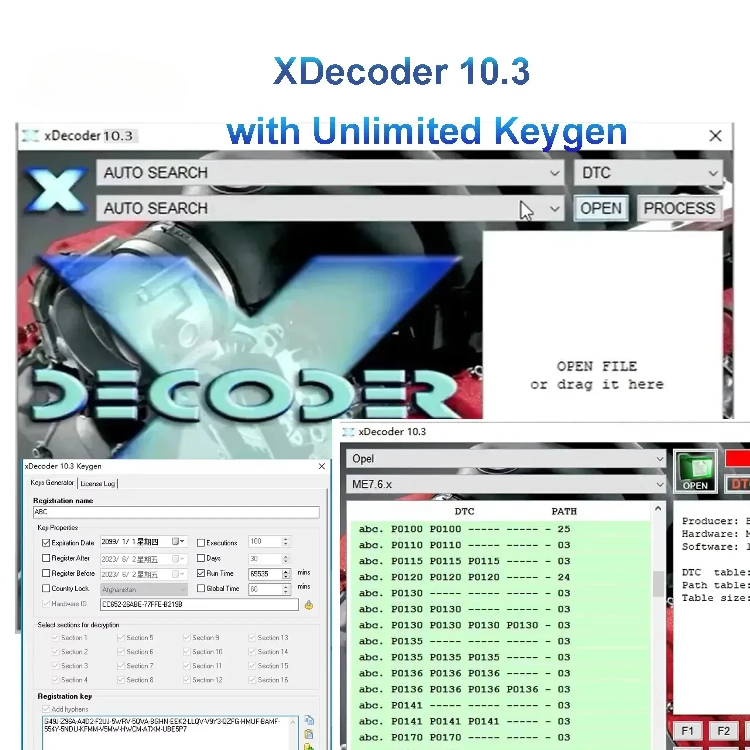 2023 Xdecoder 10.3 with Keygen DTC Remover Crack DTC OFF Delete Software Full Verison for Hyundai/VAG EDC15 EDC16 EDC17 Xdecoder