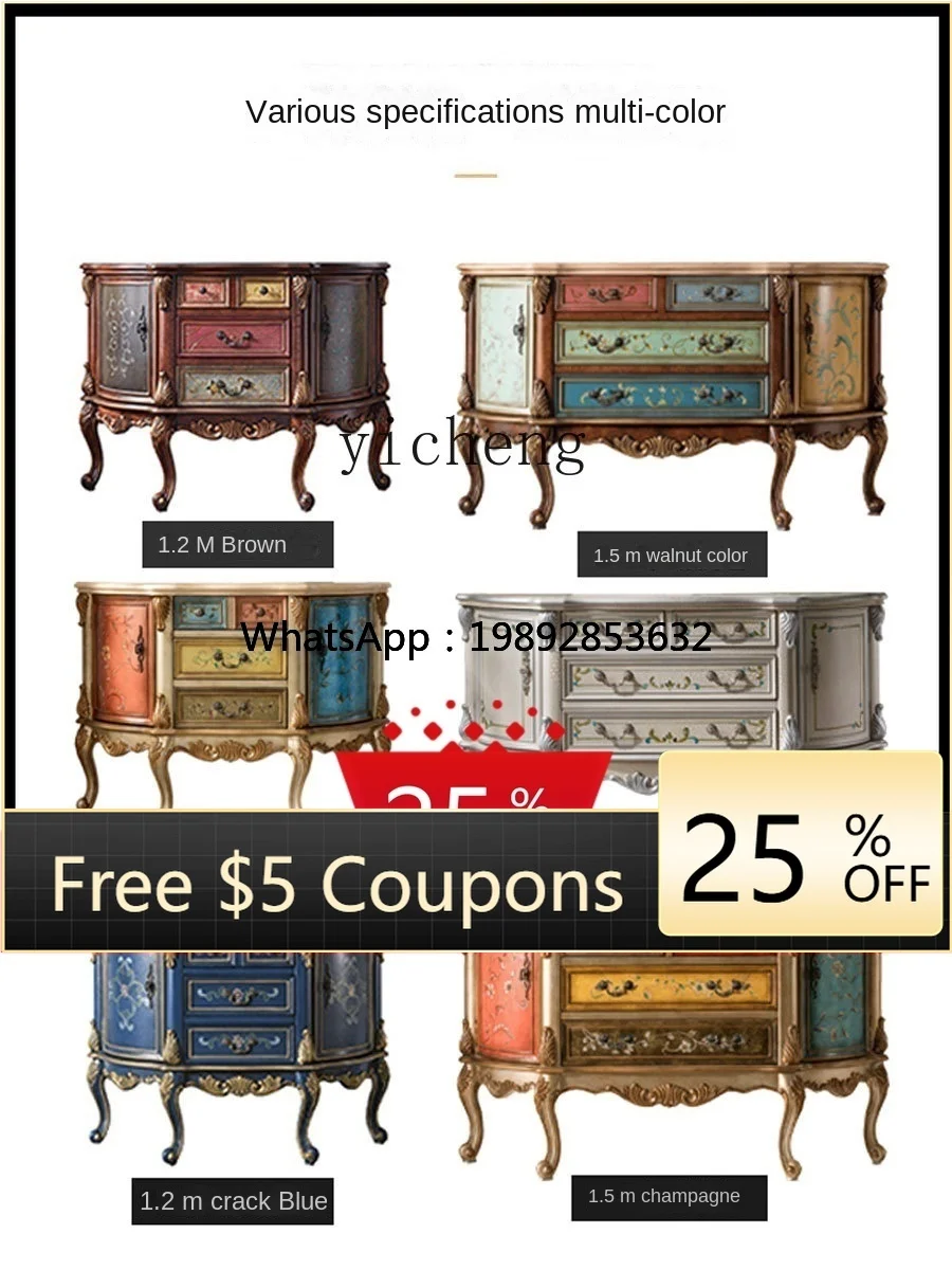 Solid Wood Entrance Cabinet Painted Living Room Aisle Locker Decorative Hallway Semicircle Table