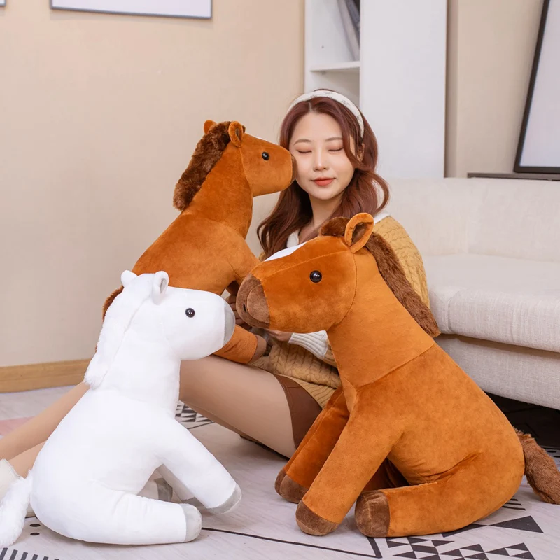 

60/80cm Simulation Horse Plush Toy 2 Styles Stuffed Animal Dolls High Quality Classic Toys Kids Birthday Gift Home Decor Prop