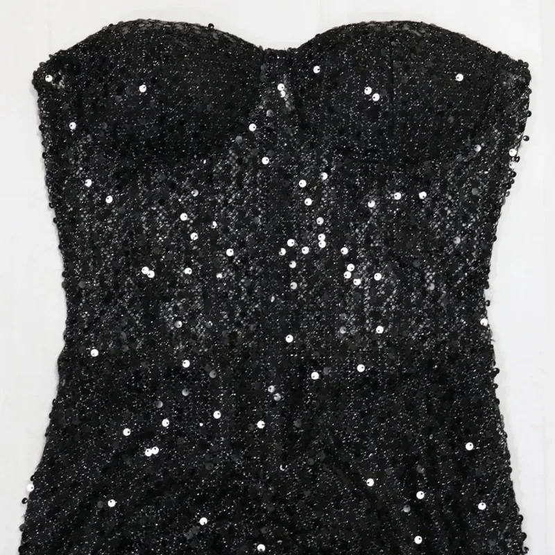 فساتين طويلة بأكمام بدون حمالات ترتر فساتين نسائية شفافة أنيقة للحفلات المسائية فستان ماكسي لأعياد الميلاد والحفلات الراقصة XSY22 #4