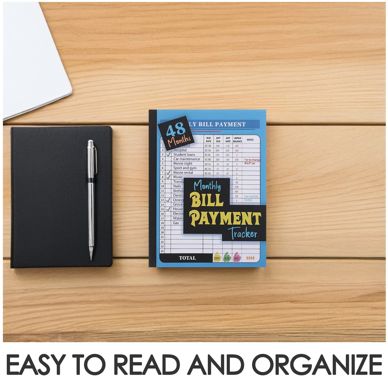 Monthly Bill Payment Tracker Notebook 48-Month Budget Planner Blue Bill Tracking Organizer Monthly Expense Record Book Finance view 2