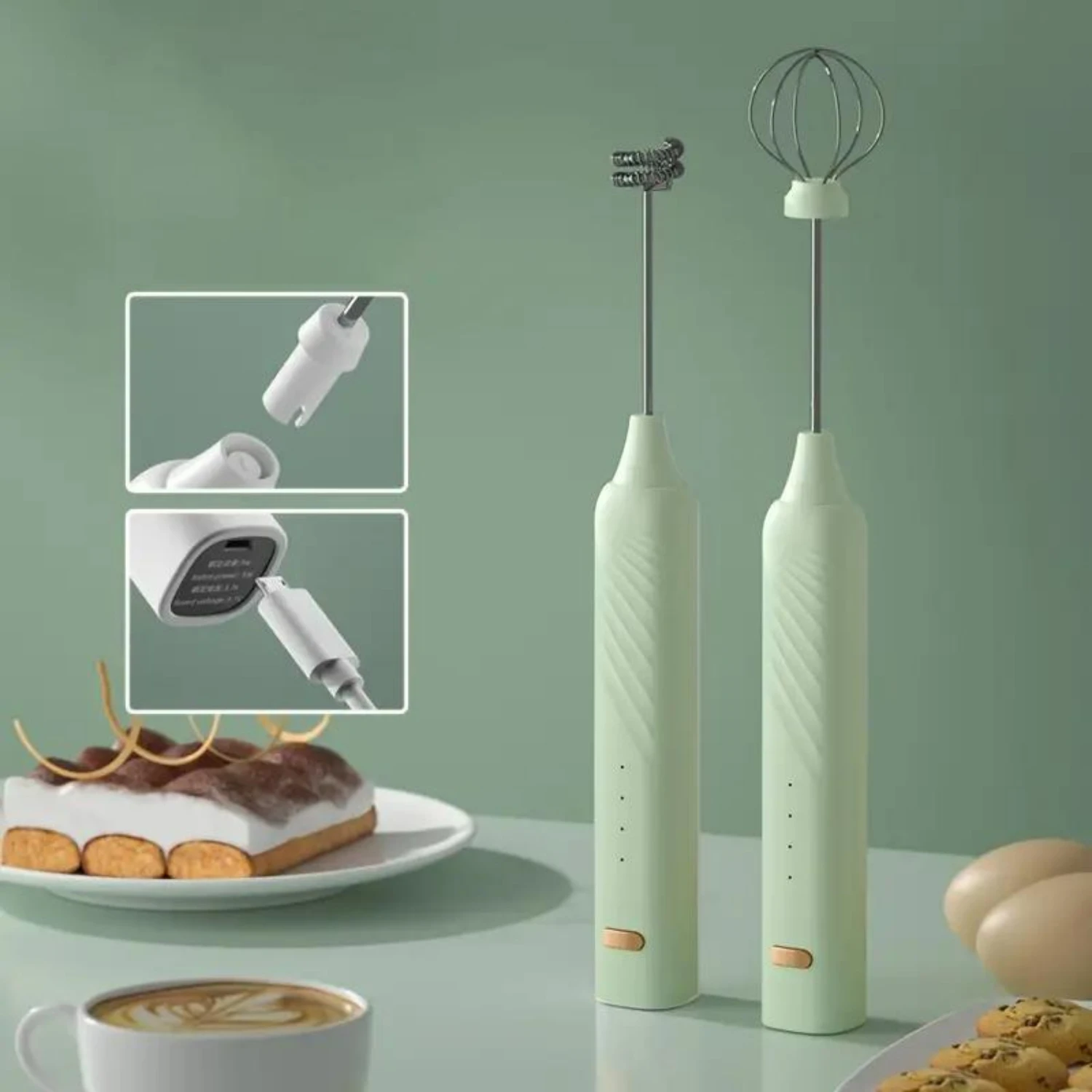 

Versatile 3 Speed Specialty Kitchen Appliances Exchangeable Milk Frother and Handheld Egg Beater - Effortlessly Whip Up Delicio