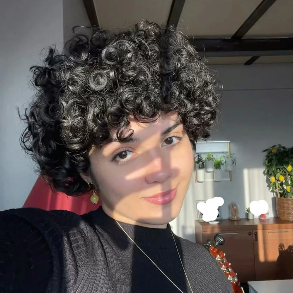 Короткие афро-розовые вьющиеся парики с стрижкой пикси для чернокожих женщин, парики с челкой, дешевые натуральные черные полные машинные парики